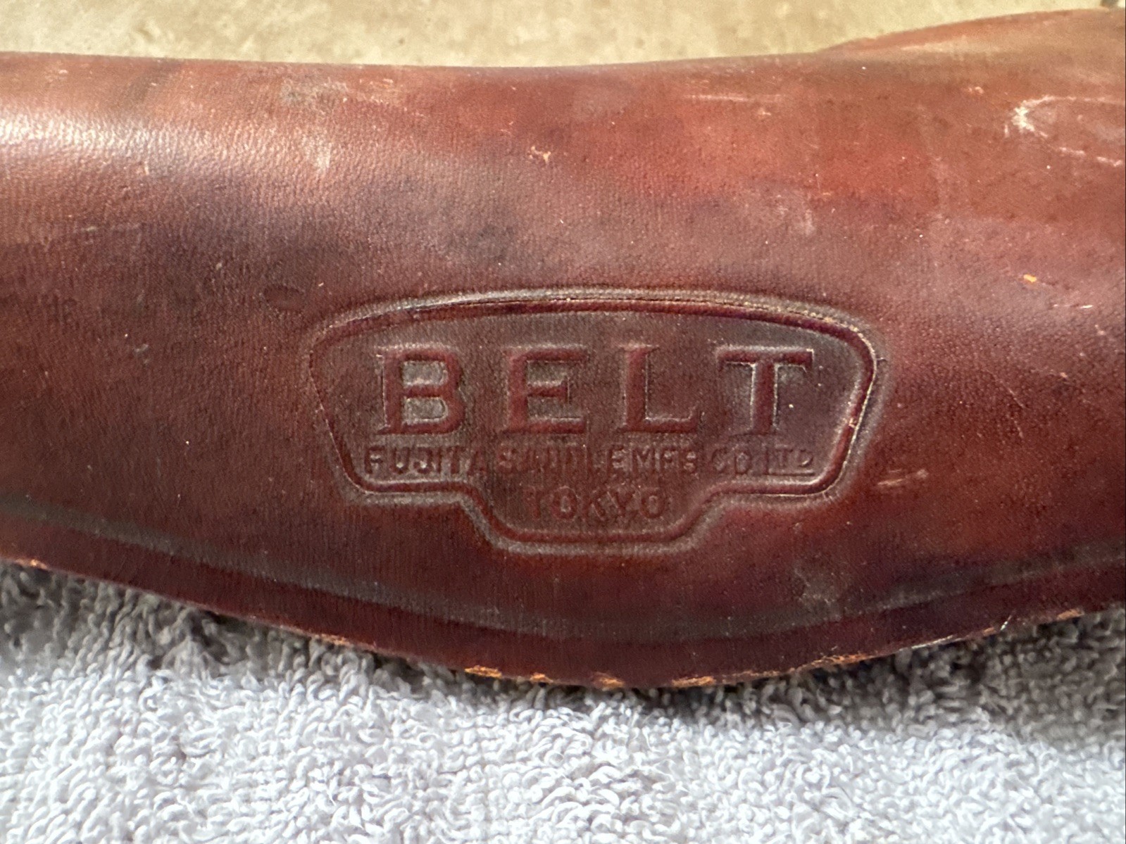 Vintage Belt Fujita Leather Racing Bicycle Saddle Seat Brown Fuji Bike Japan