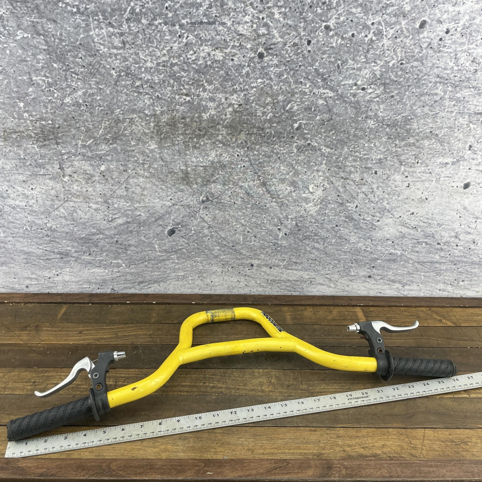 Mongoose Black Magic BMX Handlebars Yellow Steel 27x8in 22.2mm Grips Brakes