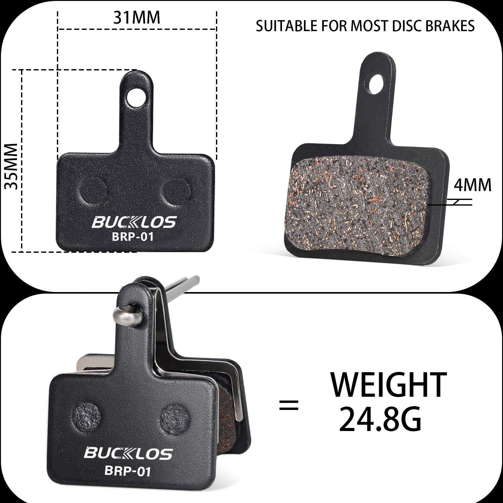 BUCKLOS MTB Bike Semi-Metallic Disc Brake Pad for Shimano B01S B05S Tektro E10