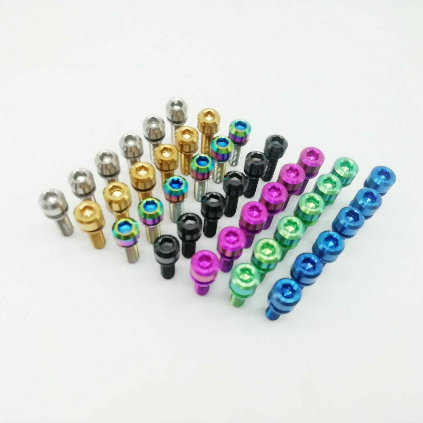 6 Pcs Titanium Ti M5 M6 Hex Socket Washer Round Head Bolt for Bike Bicycle Stem