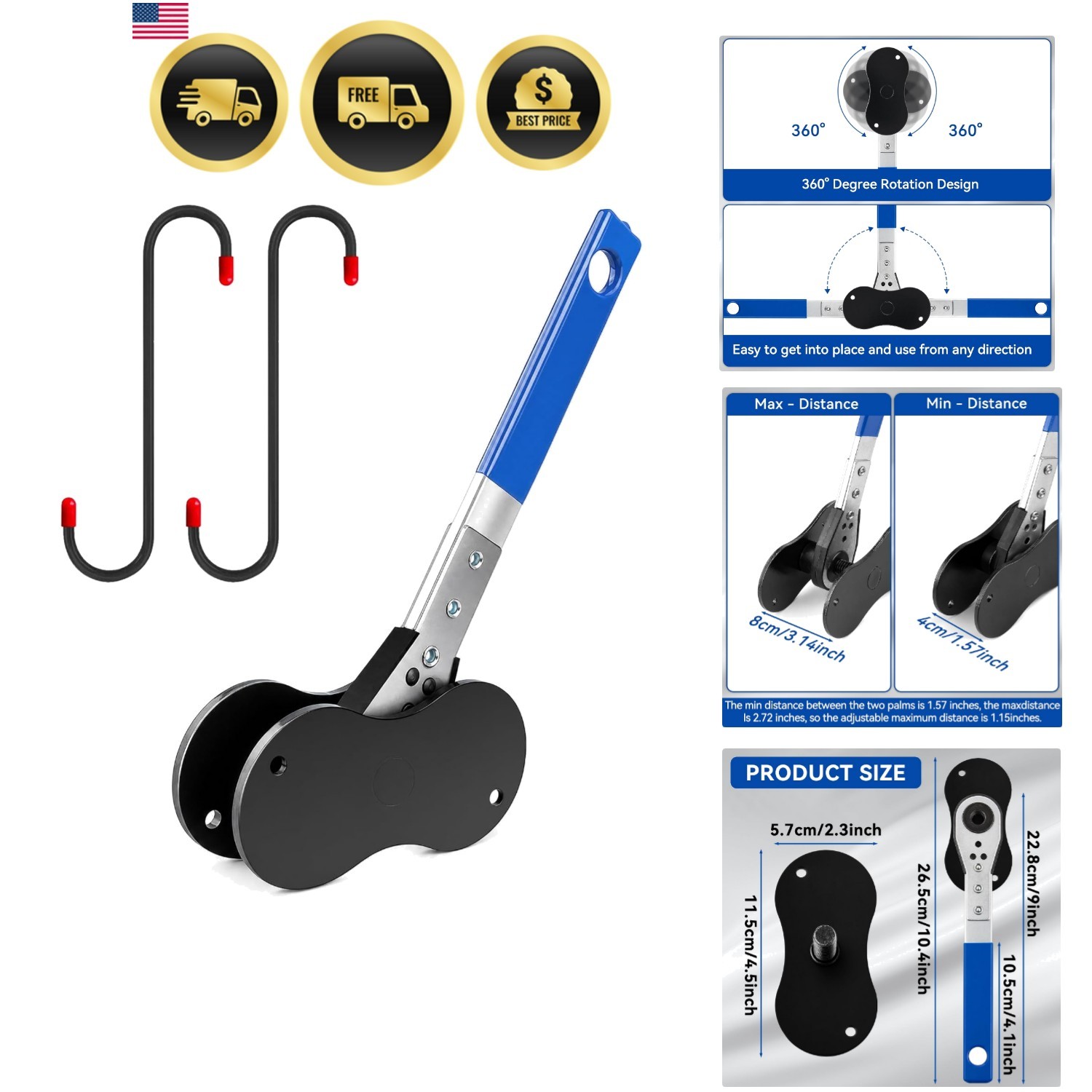 Brake Tool, , Brake Caliper Tool | 2 Heavy Duty Caliper Hooks, 4-in-1 Univers…