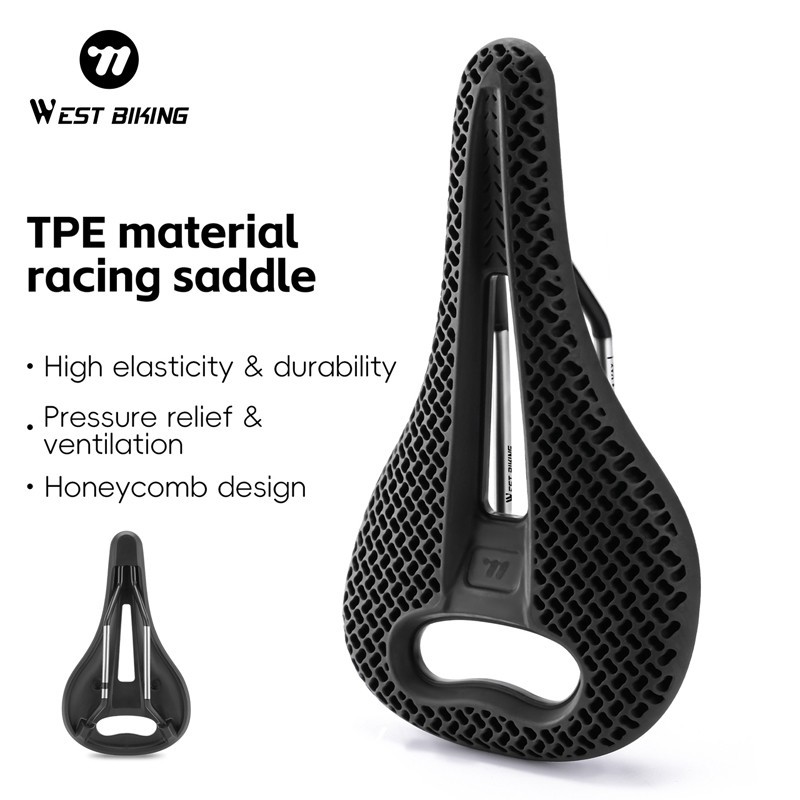 WEST BIKING Bicycle Saddle 3D Printed Honeycomb Cycling Road Bike Seat Cushion