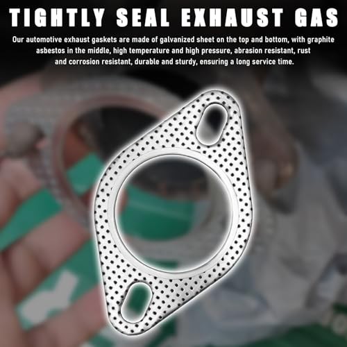 Wevdn 2 PCS Car Exhaust Gasket, 2.5 Inch 2-Bolt Exhaust Pipe Flange 2.5In