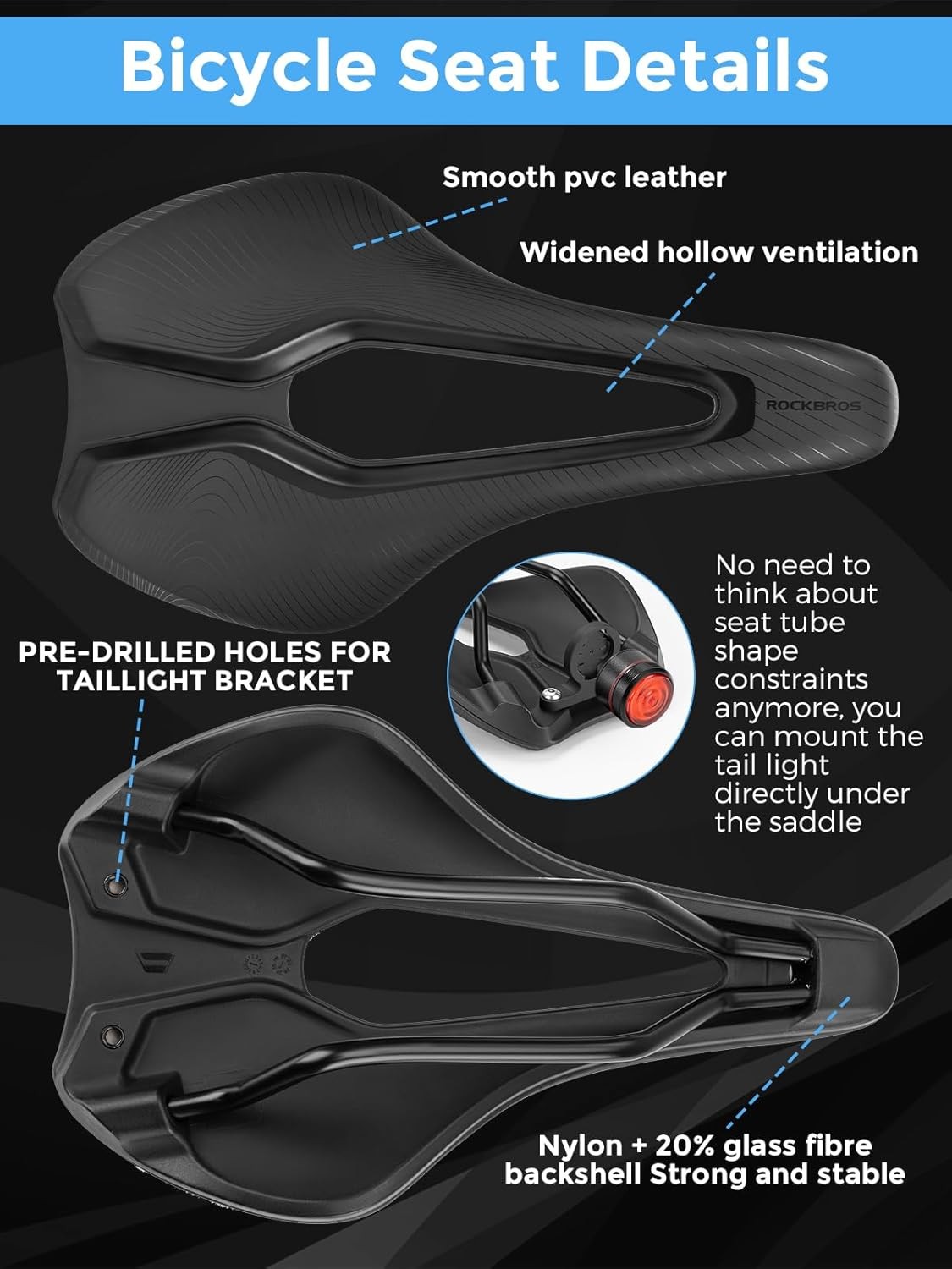 ROCKBROS Bike Seat Breathable& ergon Saddle for MTB,Road Waterproof Bicycle Seat