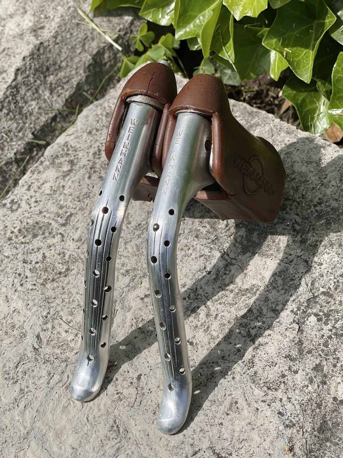 Vintage Weinmann Drilled Brake Levers- Drillium Road Brakes 1970s 605 Black Dot