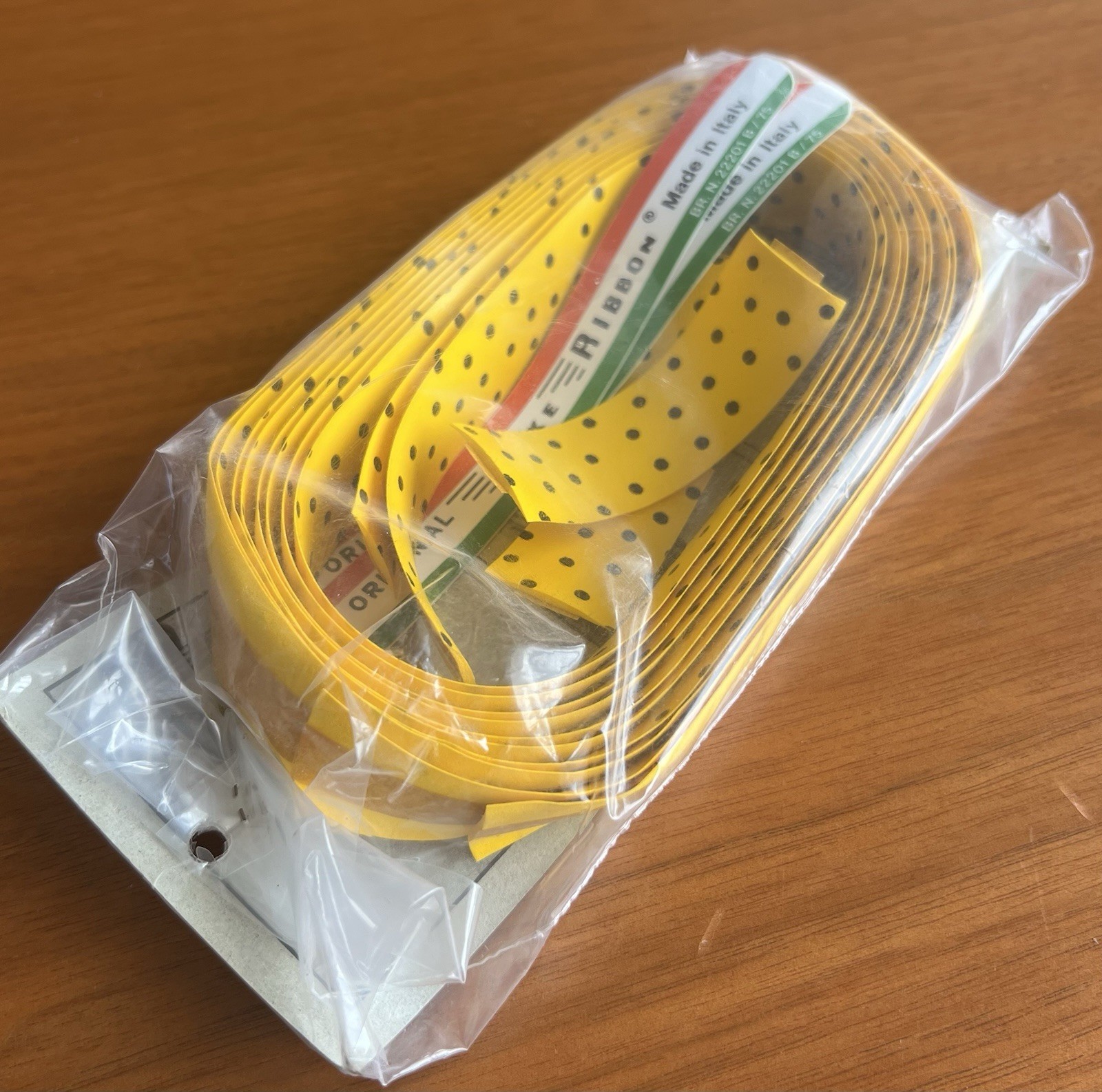 NEW/NOS Vintage Ambrosio Bike Ribbon Handlebar Tape – Yellow/Black Polka Dot