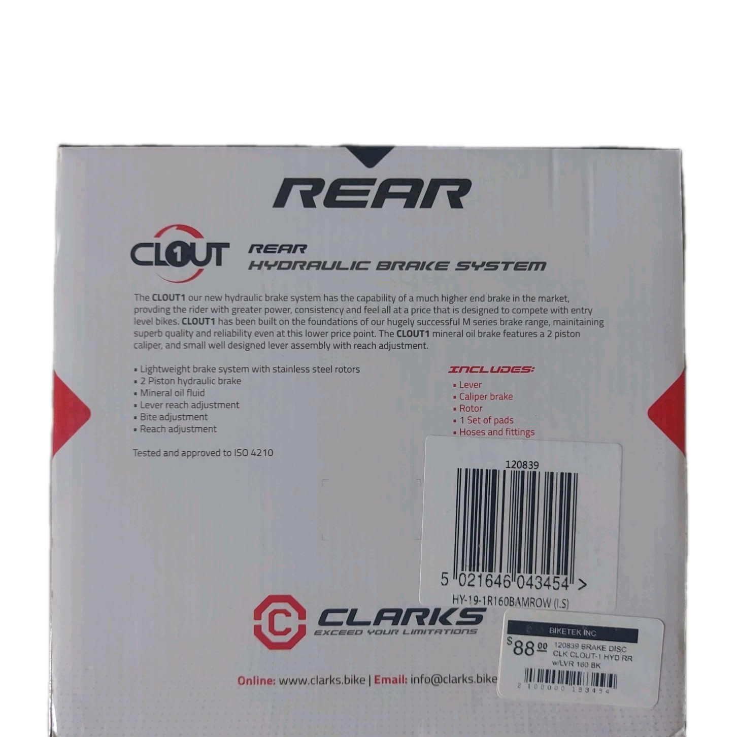 CLARKS Hydraulic BRAKE DISC CLOUT-1 Rear w/Lever 160 Black HY-191R160AMROW