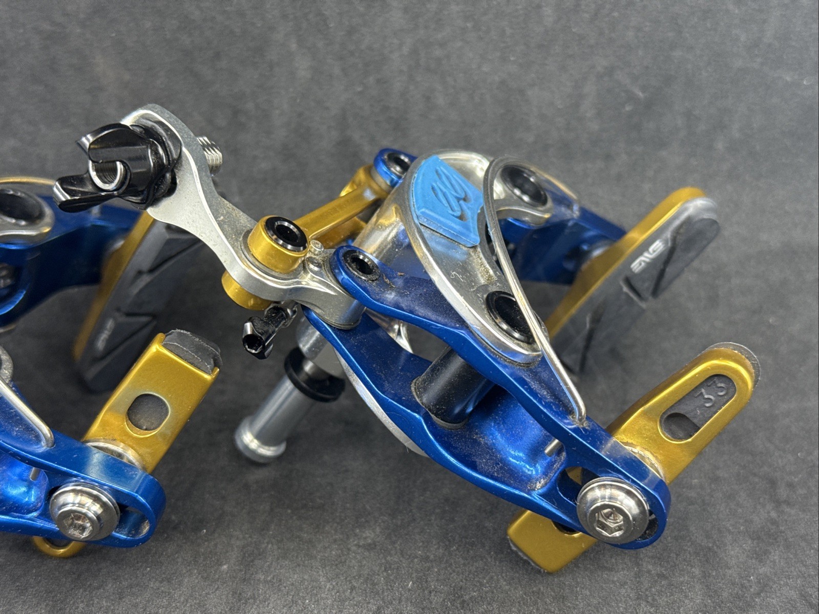 Cane Creek eeBrakes LIMITED EDITION ~ Blue Gold Silver ~ Rim Brakes Center Mount
