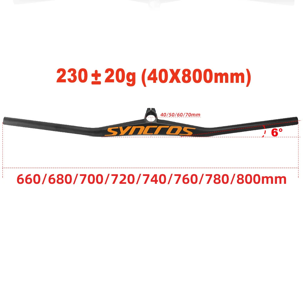 Mountain Bicycle Full Carbon Integrated Handlebar 40-70mm Stem 28.6*660-800mm