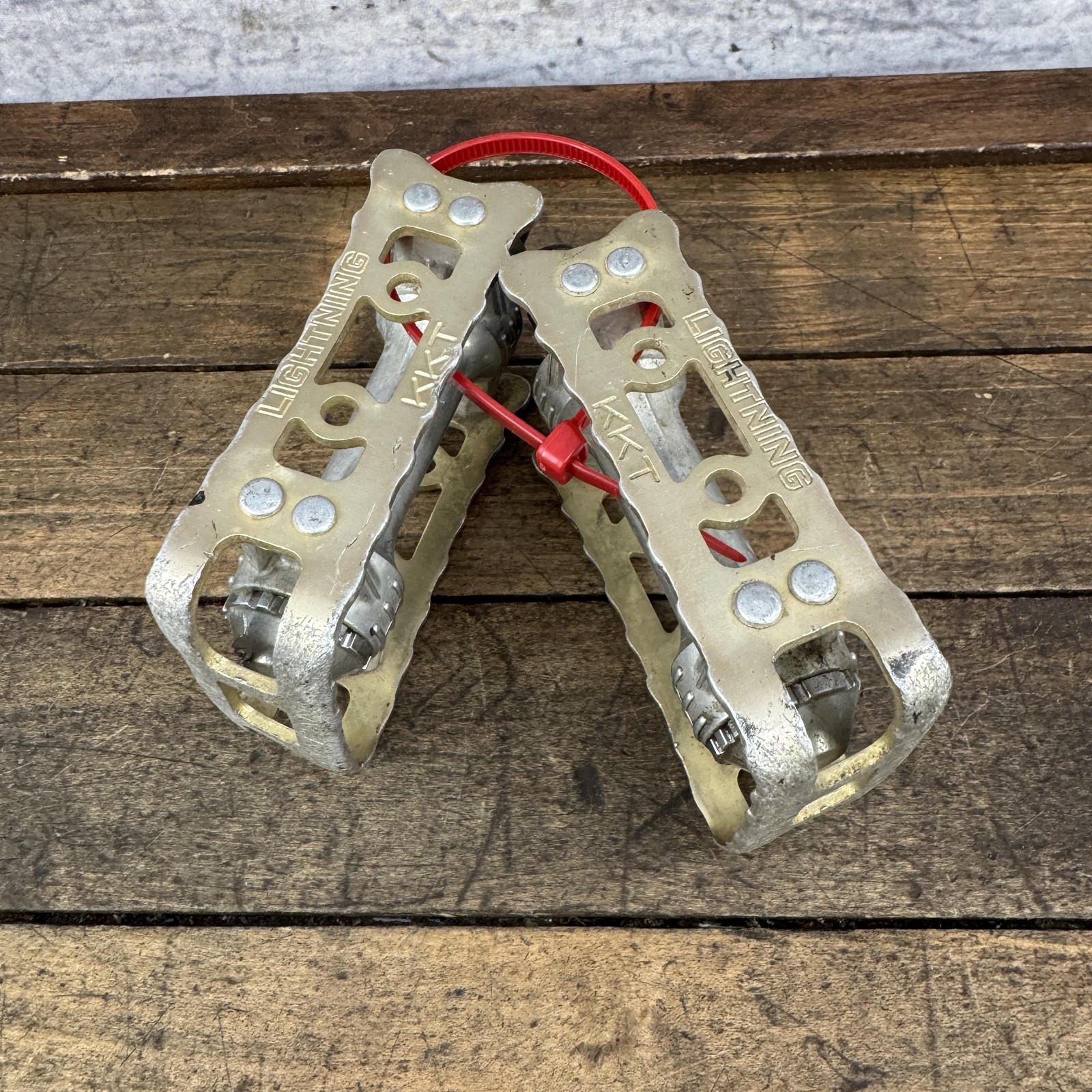 Vintage KKT Lightning BMX Bike Pedals 9/16 Gold 1980s Old School Race Bike Fade