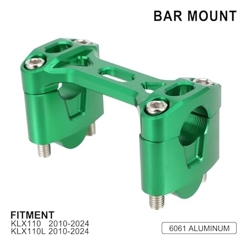 Dirt Bike Handlebar Risers 7/8» Handle Bar Clamp CNC for KLX 110 KLX110 green