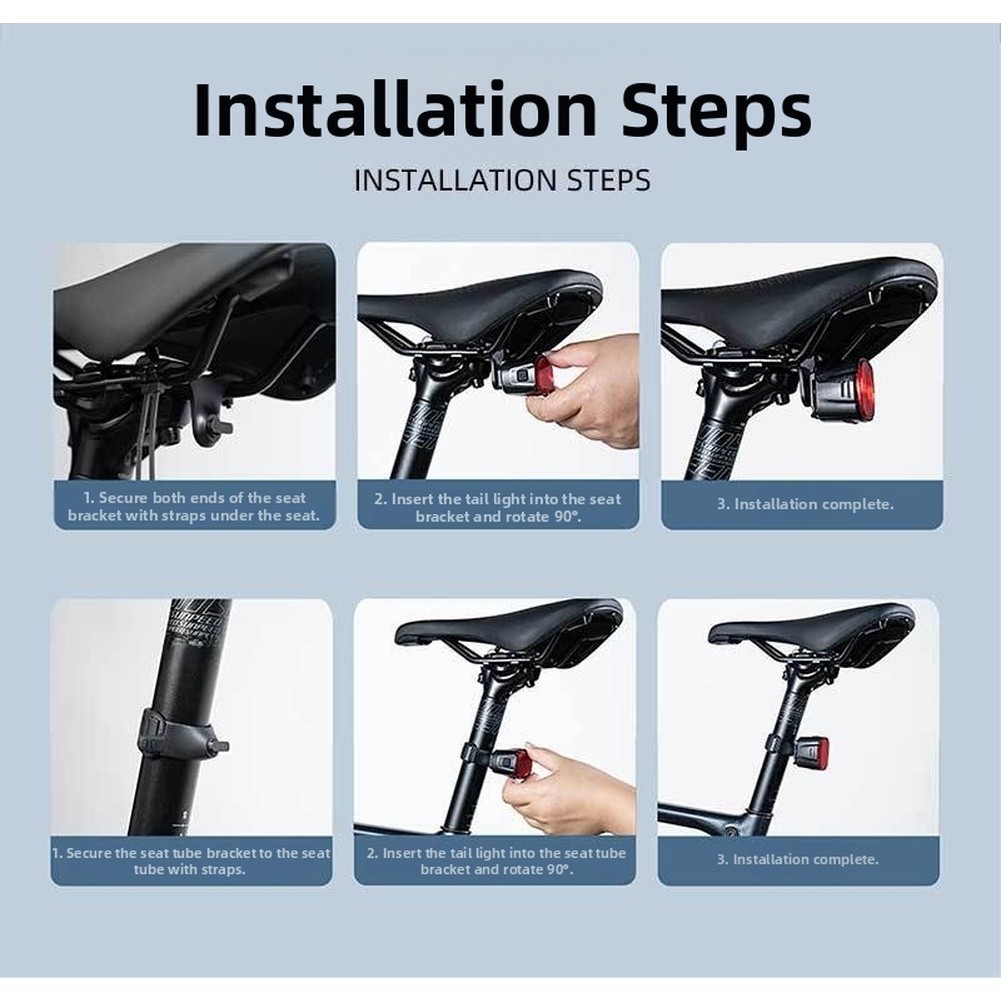 Waterproof LED Bike Taillight with Type C Fast Charging and Mounting System