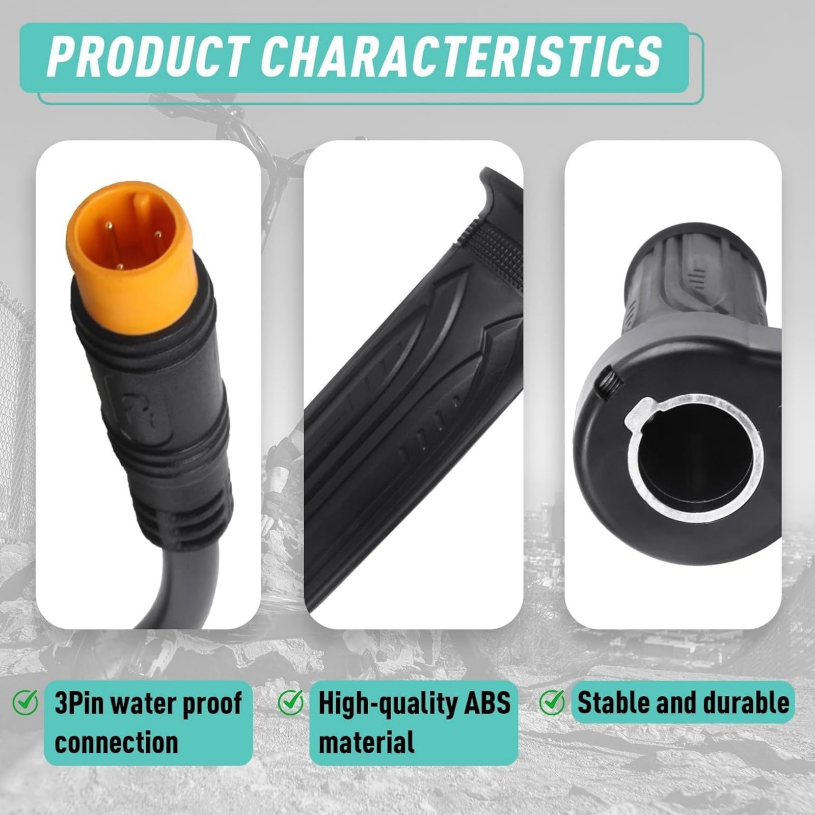 For Ebike Waterproof Full Twist Throttle Left Hand Grip New Replacement 12V-72V