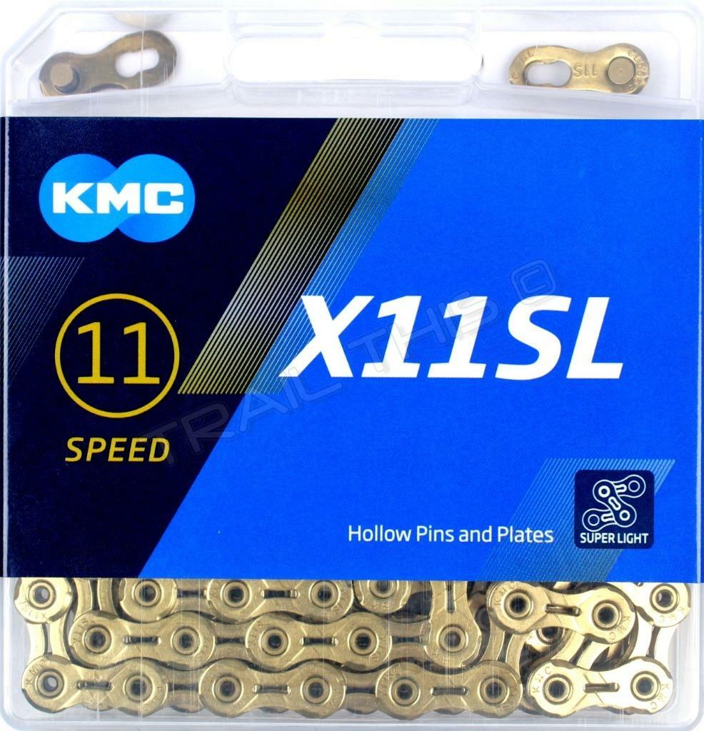 KMC X11SL Gold 11-Speed Road / CX Bike Chain Ti-N 118L fits Campy SRAM Shimano