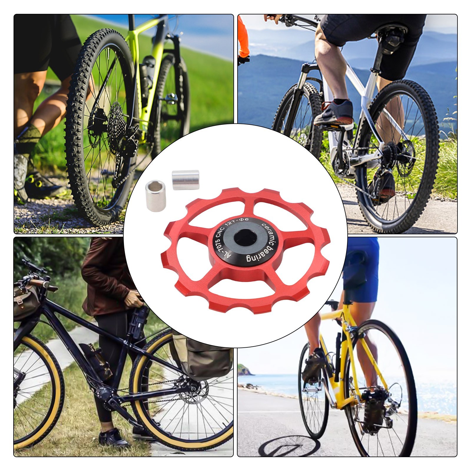 Pratical Rear Derailleur Pulley Aluminum Alloy Ceramics Sealed Steel Bearing