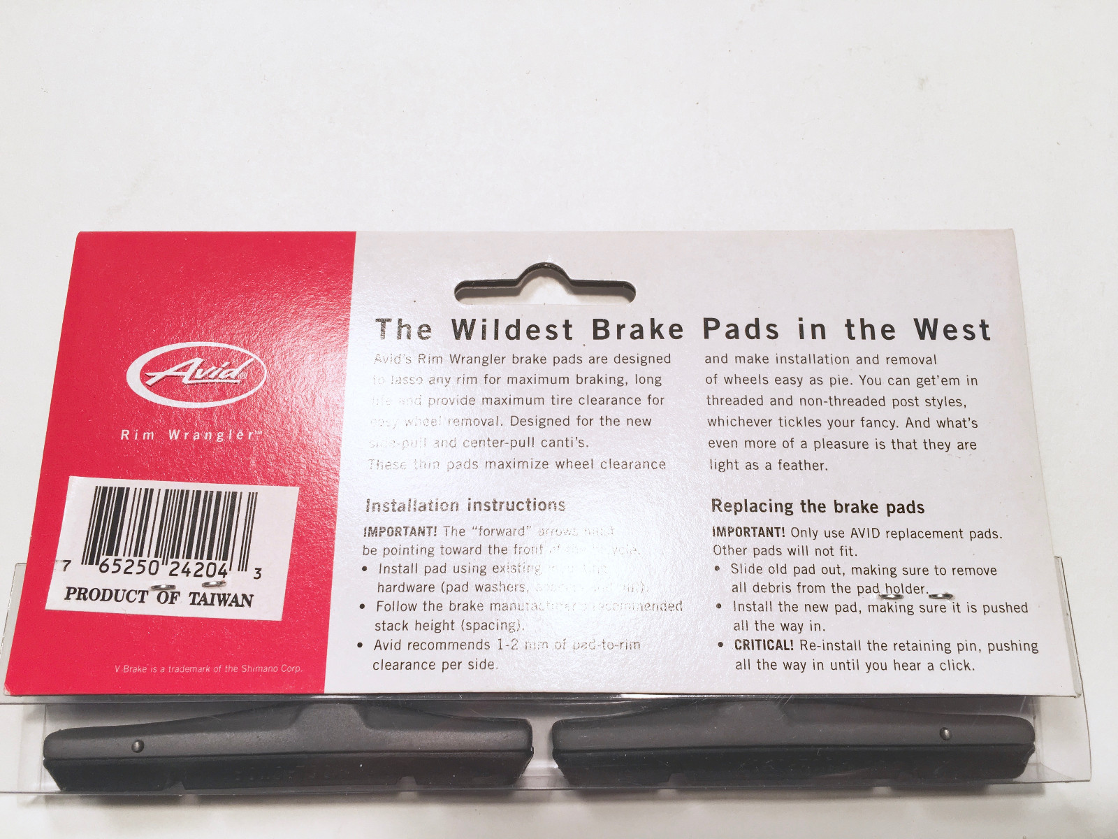 Avid Rim Wrangler cantilever THREADLESS cartridge brake pads, NEW