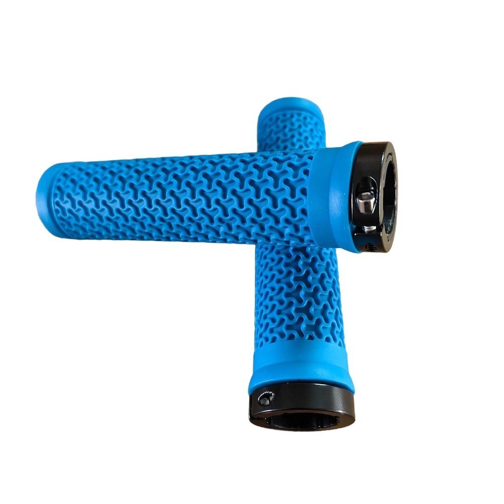 Rubber Bicycle Grips with Aluminum Ring Fit 22.2mm Handlebars for Mountain Bike