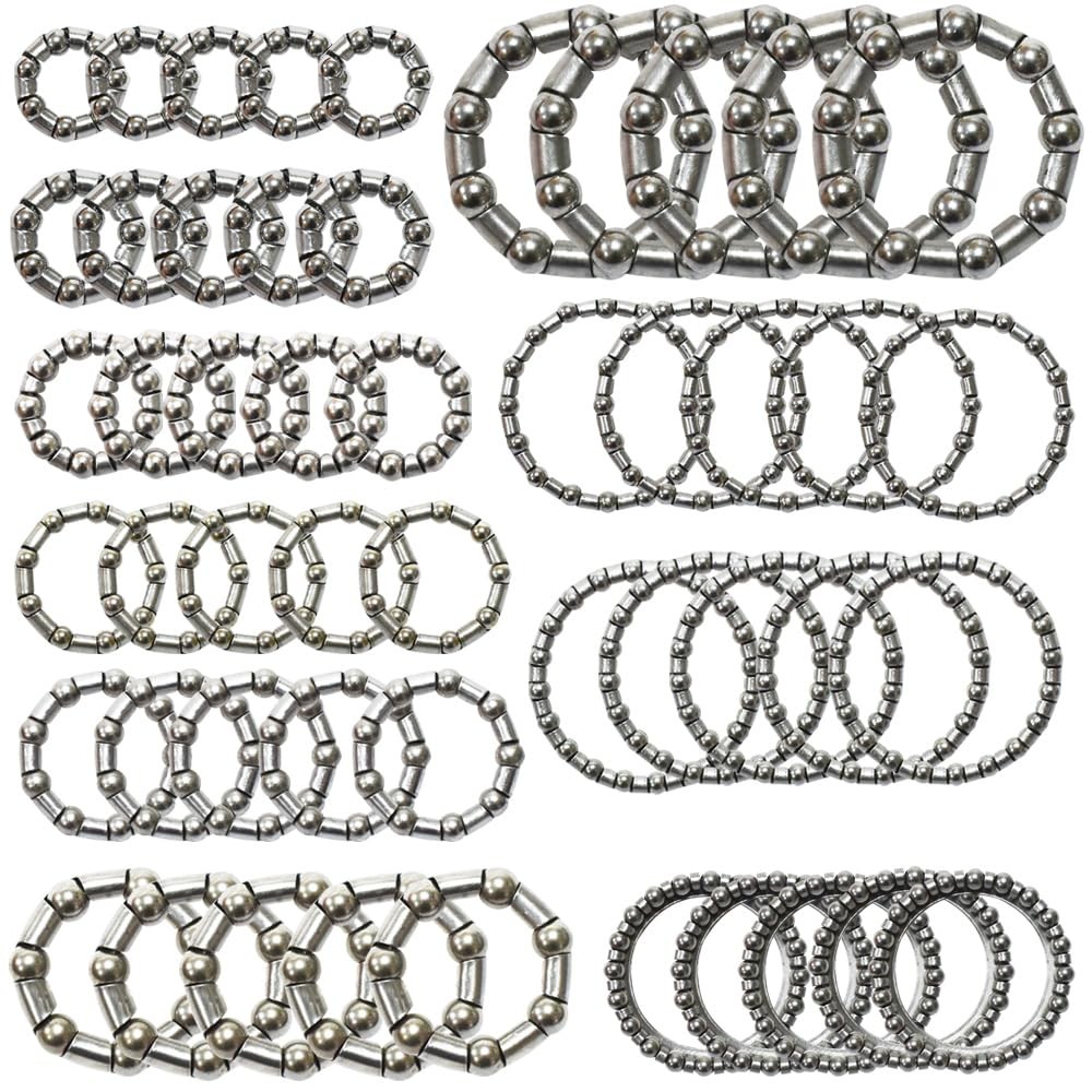 Albedel 5 Sets of 10 Kinds Bike Ball Bearing Headset 10 Sizes, Silver