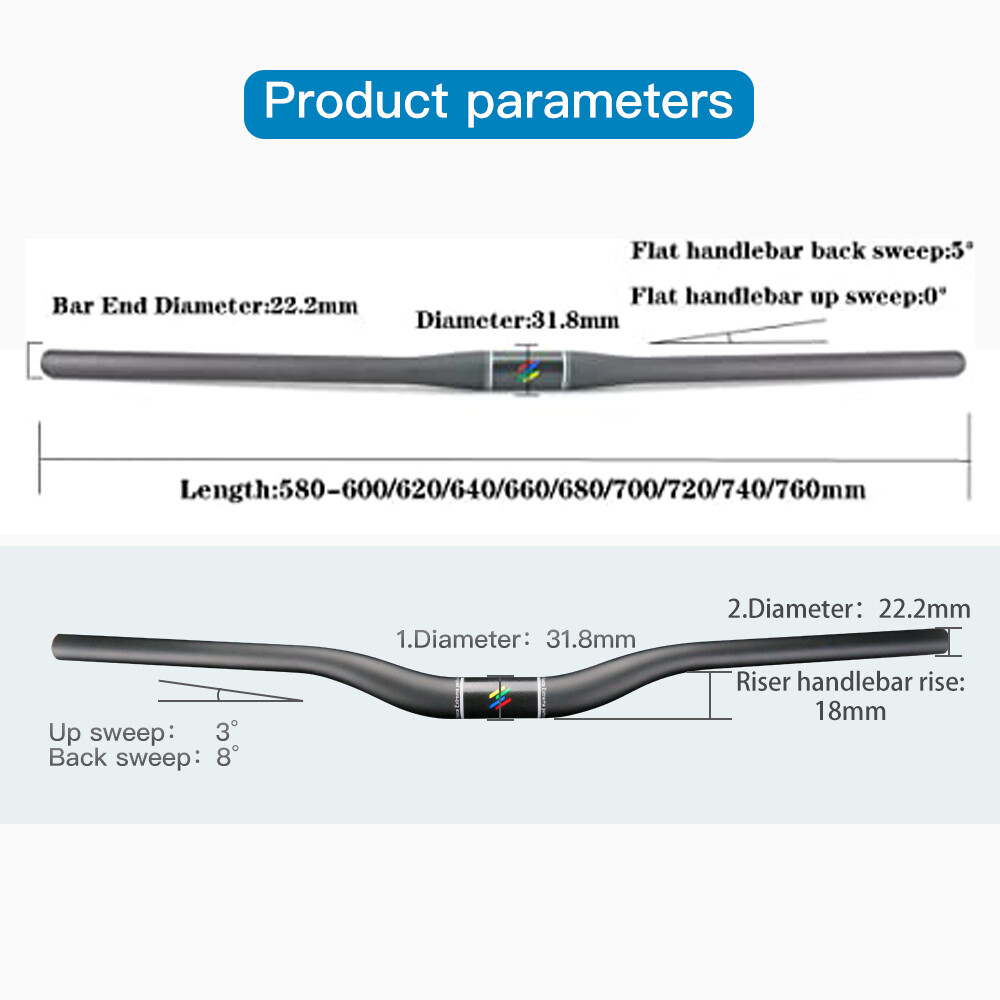 Carbon MTB Handlebar Mountain Bicycle Flat Riser Handle Bars 31.8mm Alfa Pasca