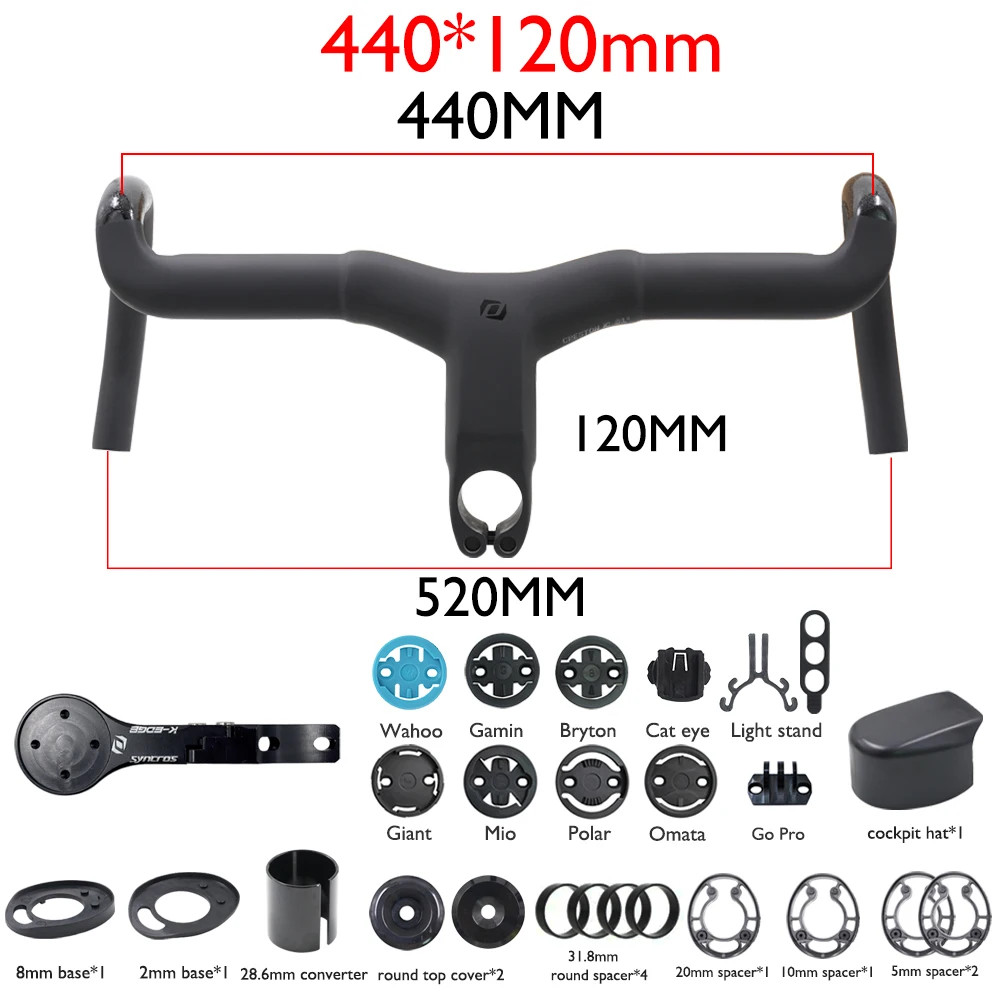 Carbon Road Bicycle Gravel Drop Bar Internal Cable Routing with Computer Mount