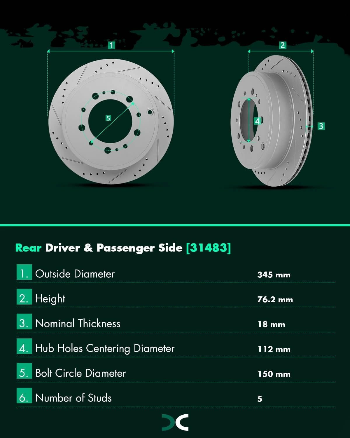 SCITOO Brake Pads and Rotors Kit for Lexus Land Cruiser Tundra Sequoia