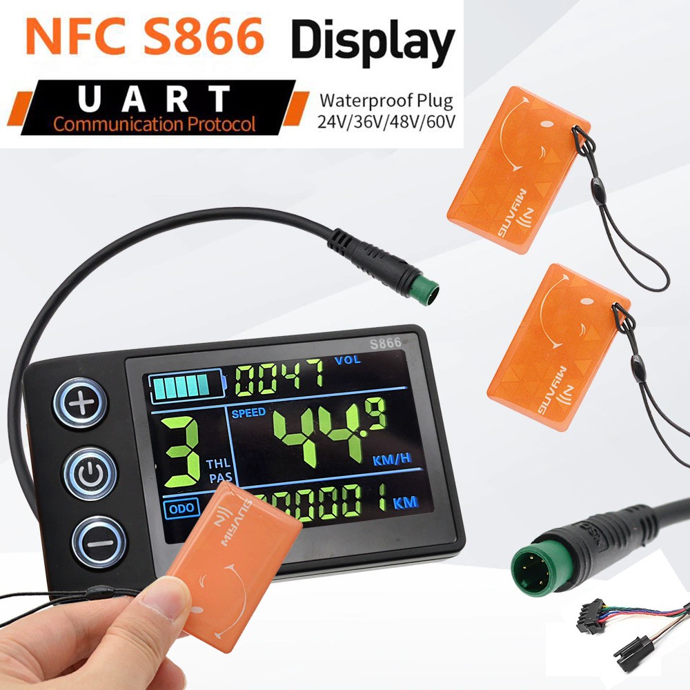 E-Bike 24V 36V 48V 60V S866 LCD Display Screen Control Panel with NFC Function