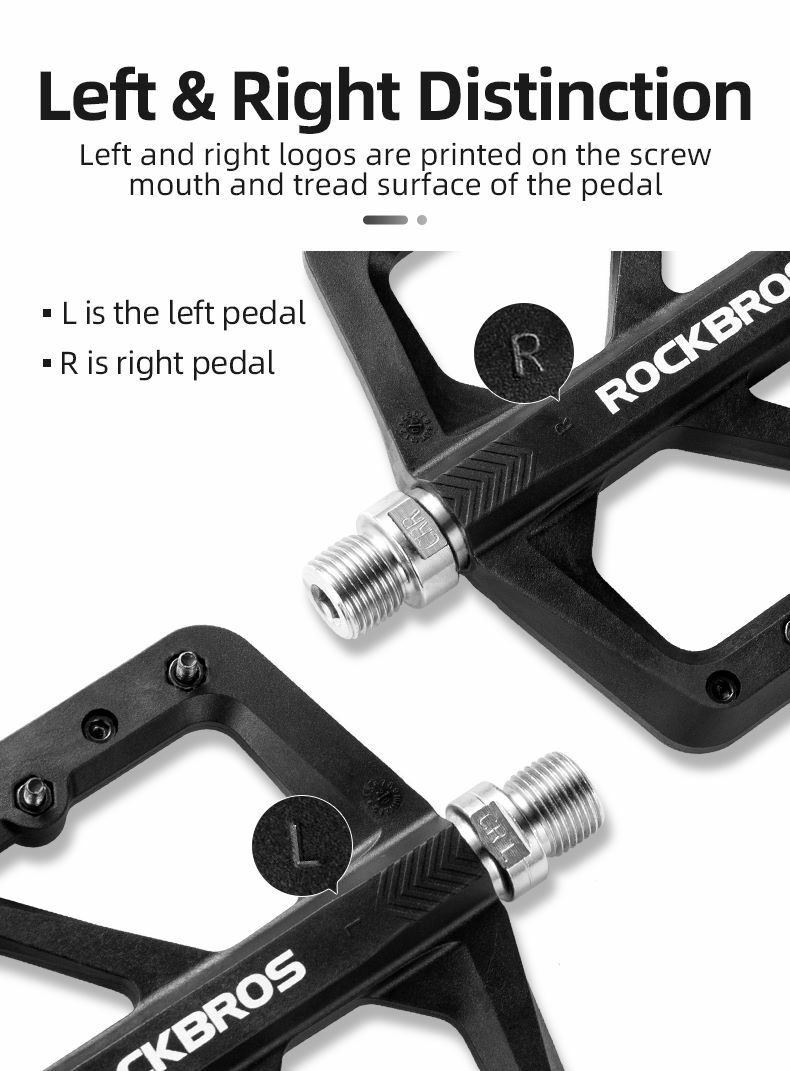 ROCKBROS Mountain Bike Nylon Pedals Endure Light Flat Platform DU Bearing 9/16″
