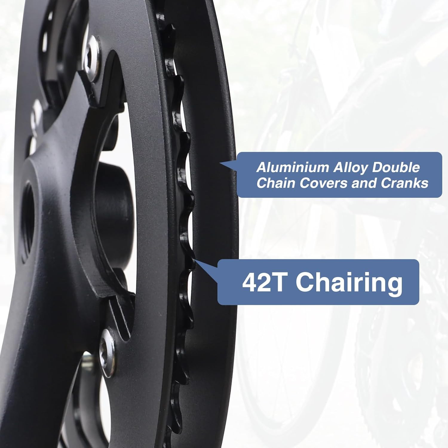 E Bike Crankset 1PCS 42T Steel Chainring Crankset with Aluminium Alloy Double Ch
