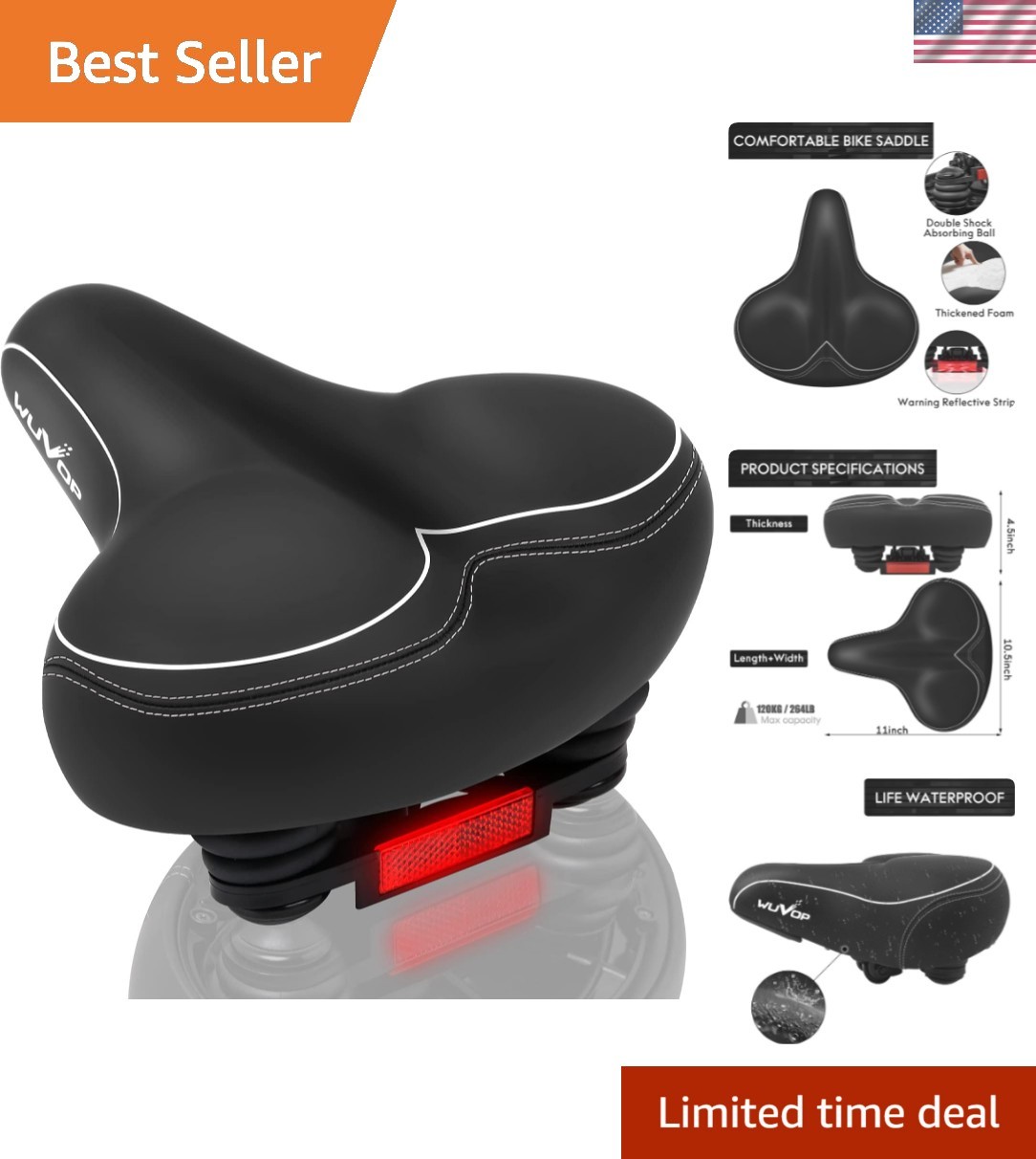 Oversized Bike Seat, Wide Bicycle Seat for Women Men Comfort, Universal Water…