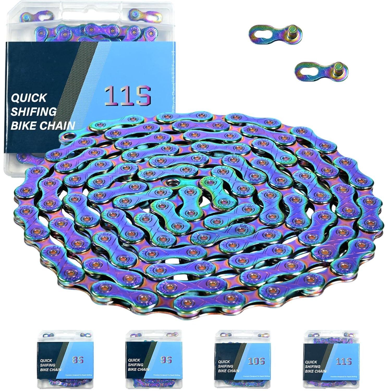 Rainbow 11 Speed Bike Chain, 1/2″ X 11/128″ 116 Links for Road Bike Mountain