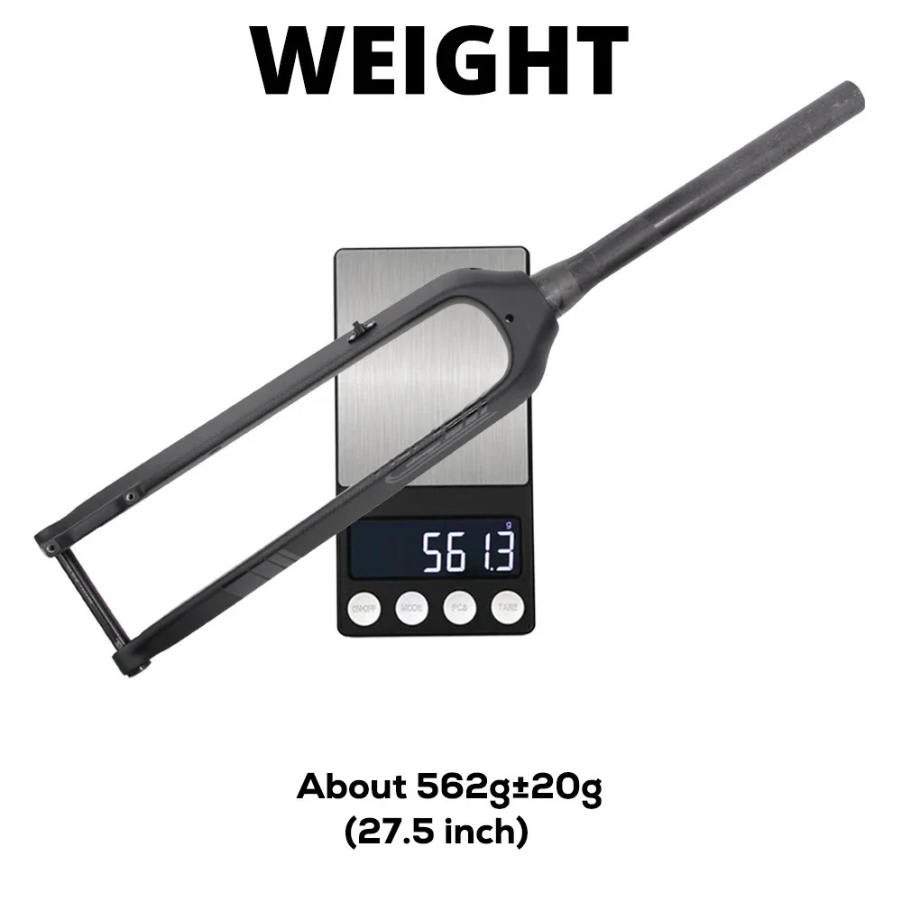 Full Carbon MTB Rigid Fork 26 27.5 29er Straight Tapered Tube 15*100mm Thru Axle