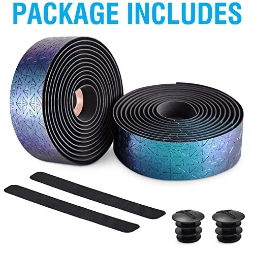Bicycle Handlebar Tape Oil Slick 210cm x 3cm Road Cycling Wrap with End Plugs