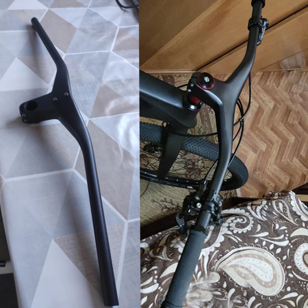 Integrated MTB Carbon Riser Handlebar 7 Degree Downwill Flats Bar 760/780/800mm