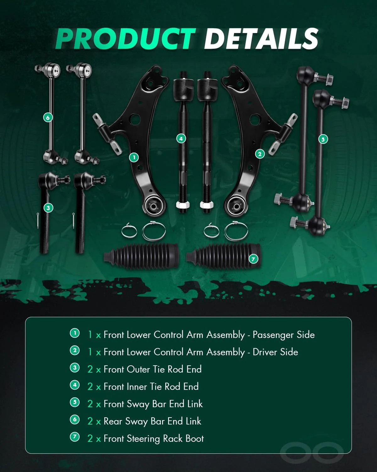 SCITOO 12pcs Suspension Kit Front Lower Control Arm Sway Bar Links Inner Outer T