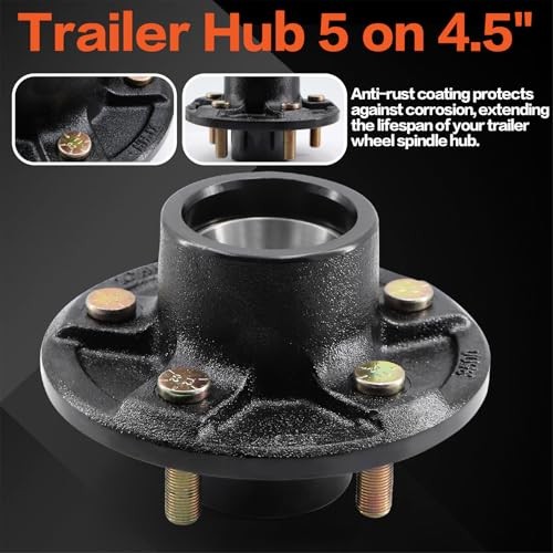 2 Sets Trailer Wheel Hub Kit 5 Bolt 4.5 inch,5 Lug 3500 lb Axle Kit with Dust