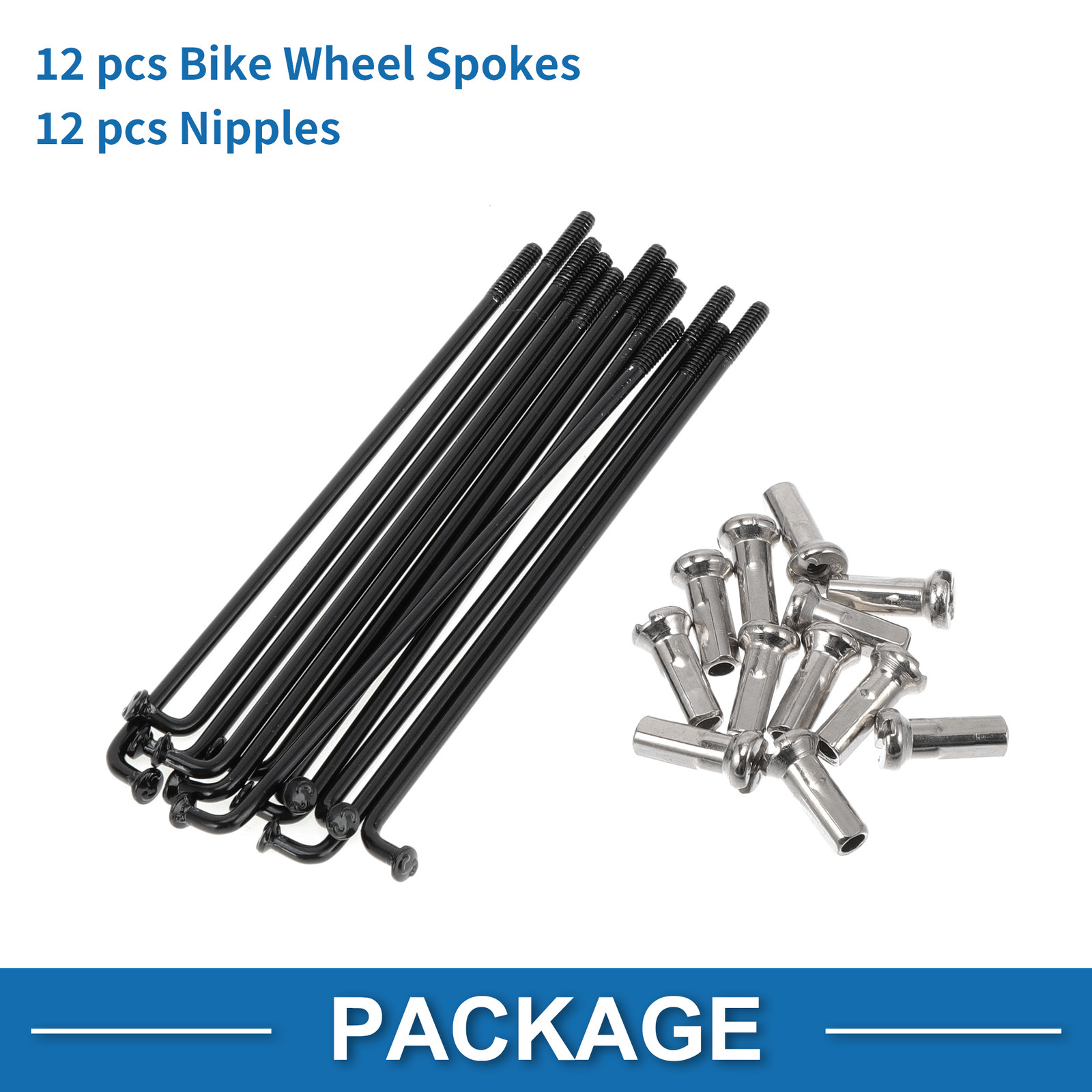 1 Set 14G 74mm Length Bicycle Spokes Nipple 304 Stainless Steel Black Universal