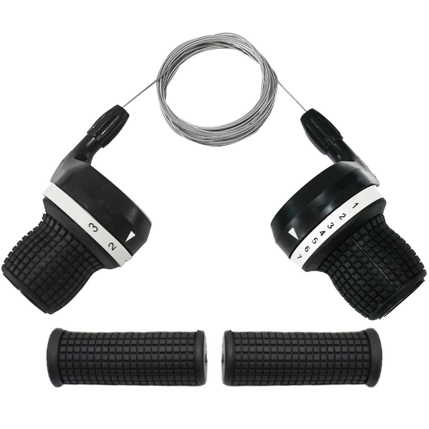 3×7 Speed Bike Shifter Set, 21 Speed Twist Grip Gear Shifters with Cables & Hand