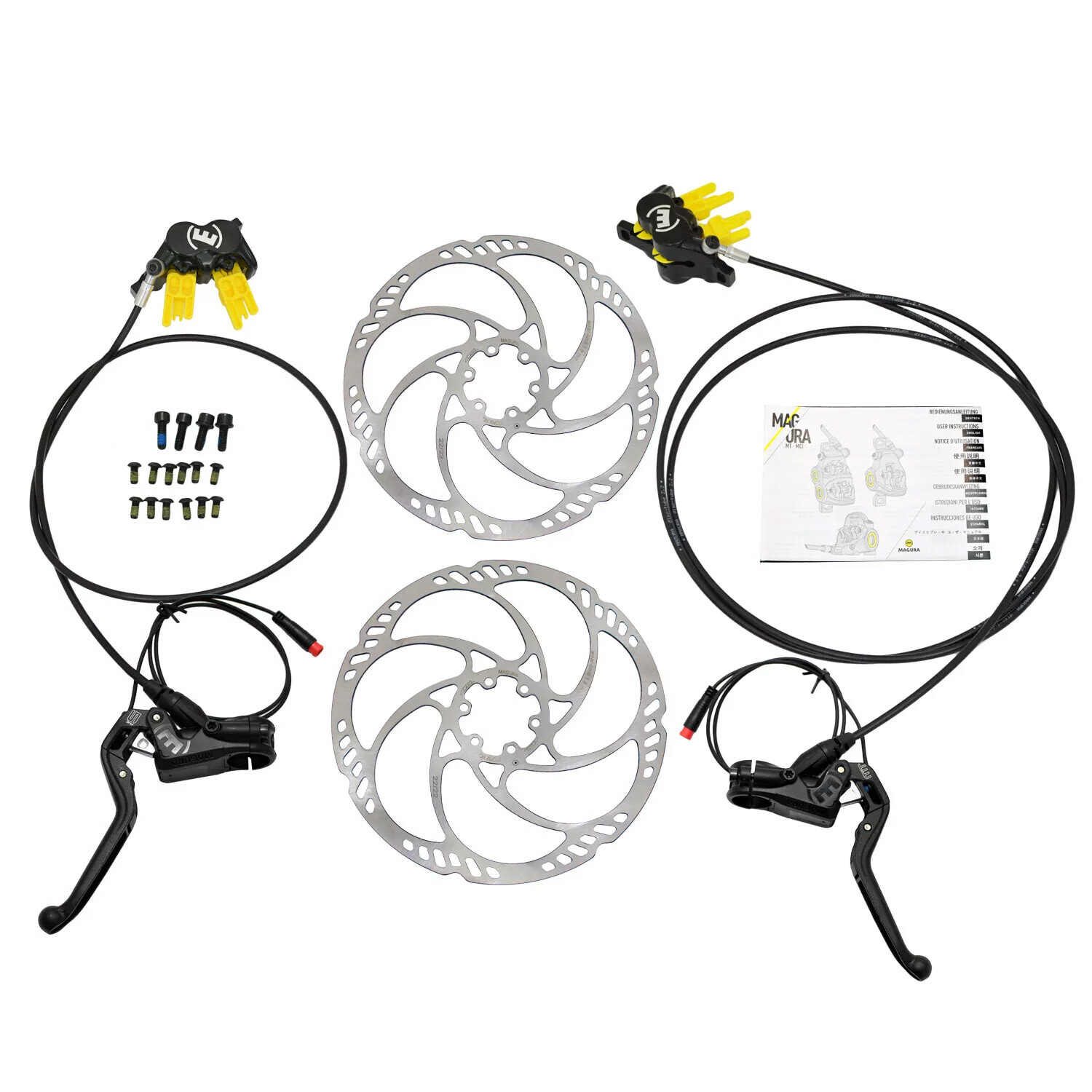 Magura MT5e E-Brake 4-Piston Hydraulic Disc Brake Set w/ 203mm Rotors (F+R)