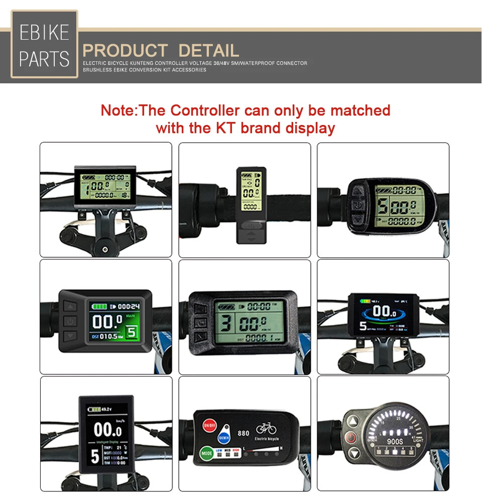 Electric Bike Waterproof Controller 15A-30A 50W-1000W Squarewave Controller
