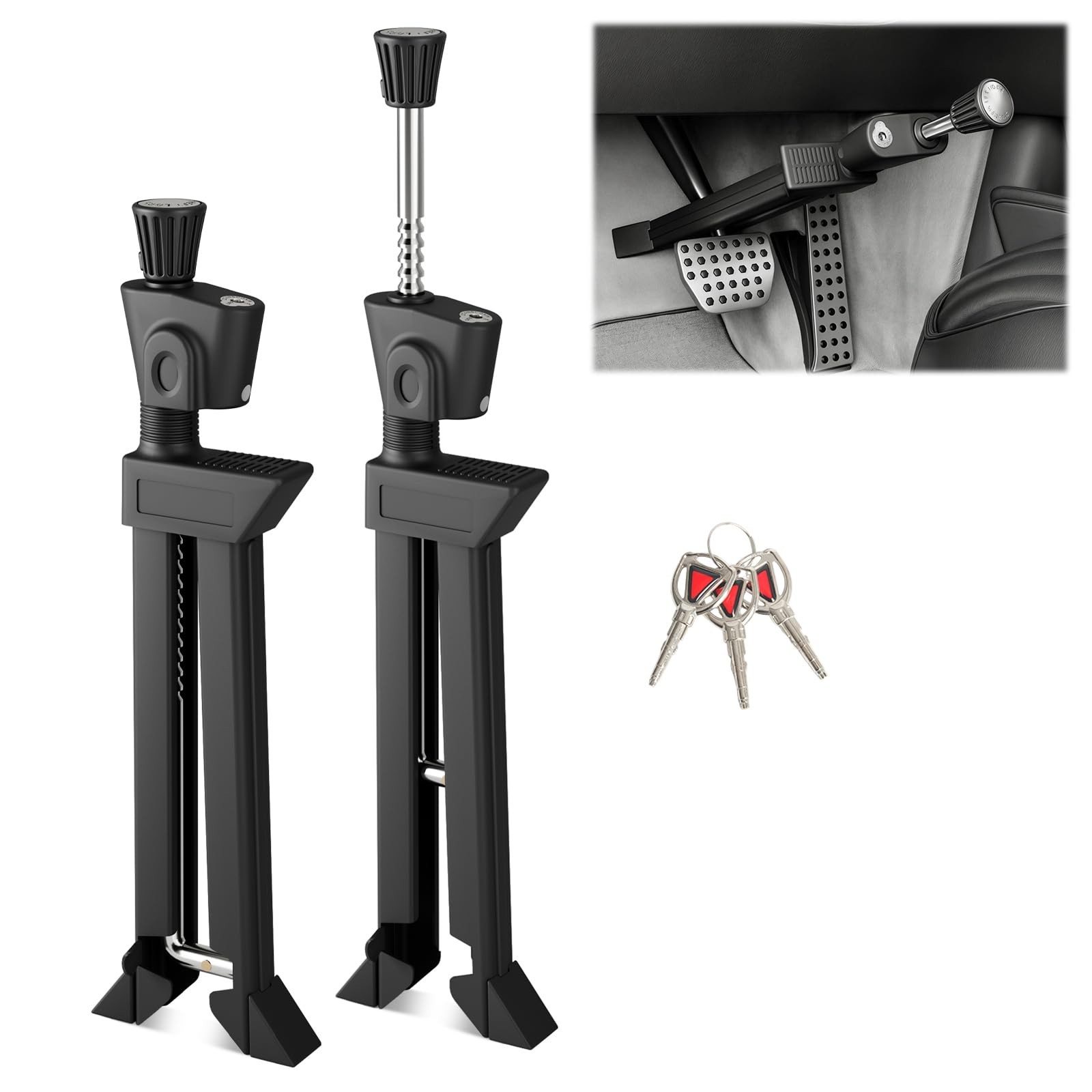 Brake Pedal Lock, Car Anti Theft Device, Heavy-Duty Retractable Car Theft Pre…