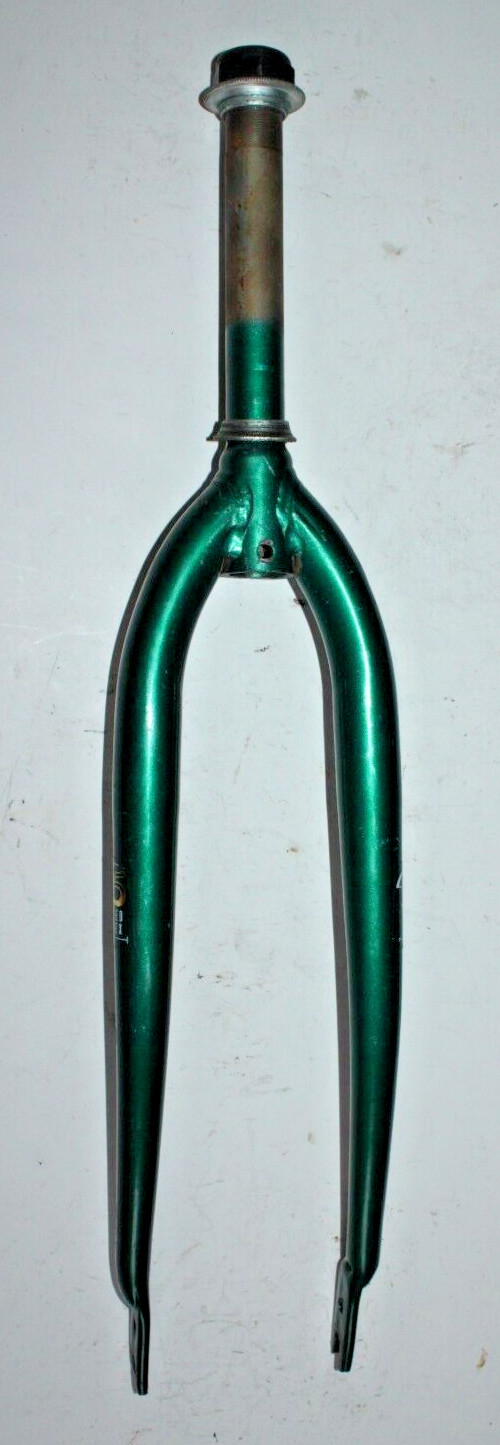 Vintage Touring Road Bike Fork 1″ Threaded 170mm Green Steel Hybrid USA Shipper