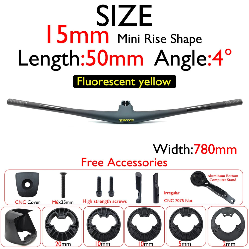 Carbon Fiber Mountain Bike Handlebar Integrated Handlebar 28.6mm 4°/5° Angle