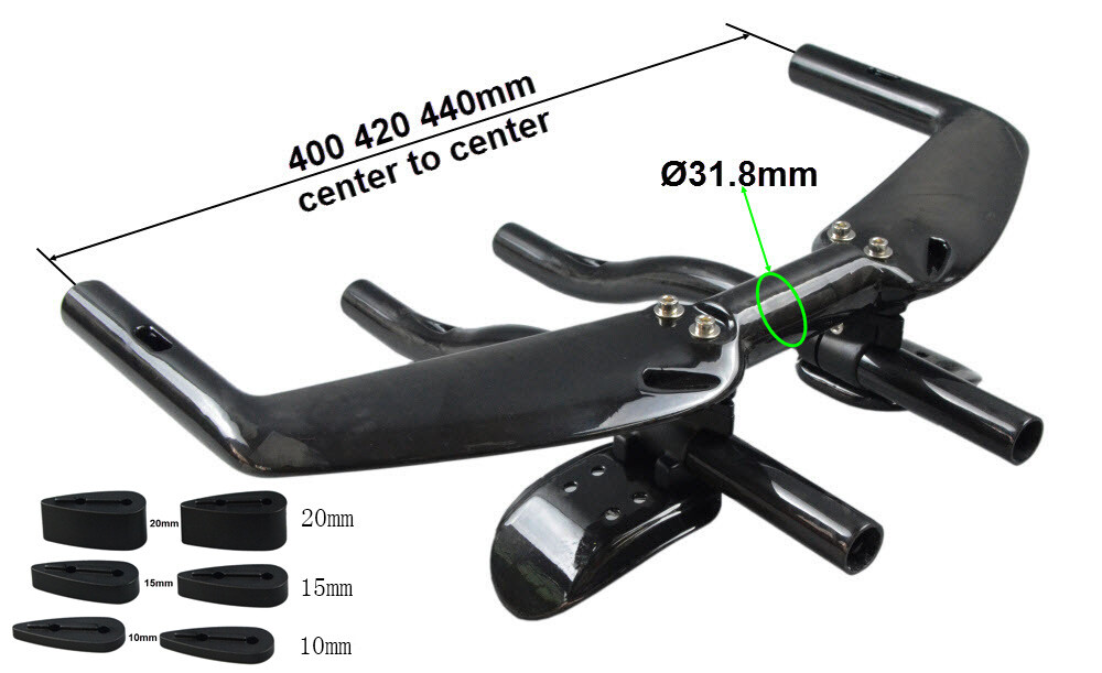 UD Carbon Fiber Road Bike Handlebars Time Trial Triathlon Rest Bar 31.8mm Gloss