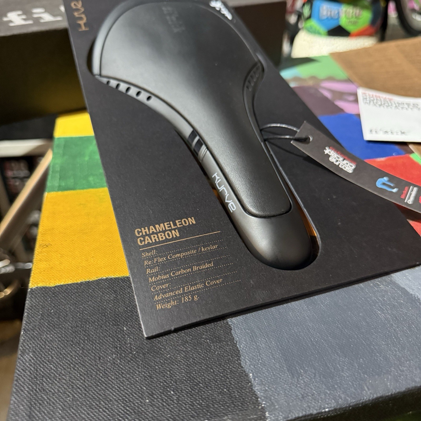 NOS FIZIK KURVE CHAMELEON CARBON RAIL SADDLE – 185 GRAMS – NEW IN BOX / COMPLETE