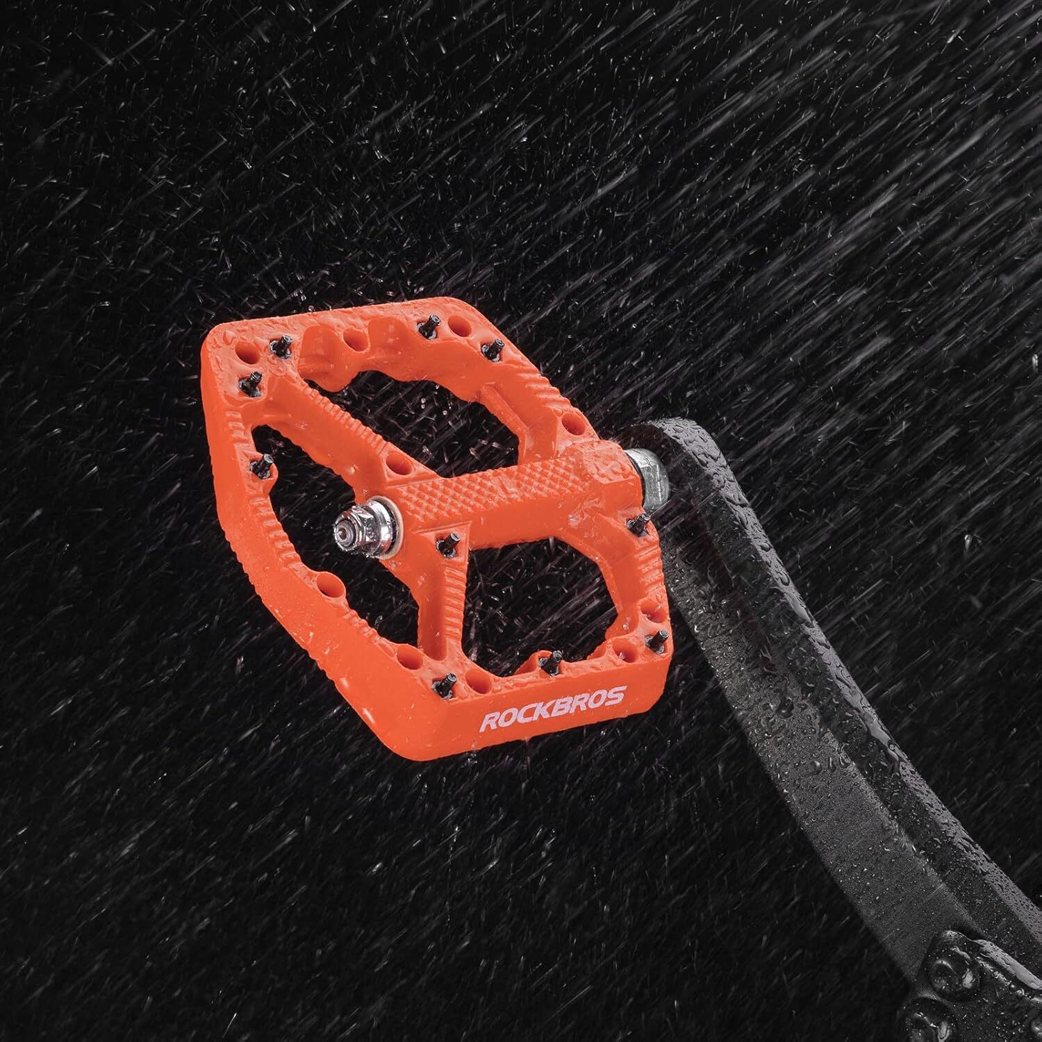 ROCKBROS MTB Bicycle Flat Nylon Pedals Orange Fiber Bicycle Platform Pedals 9/16