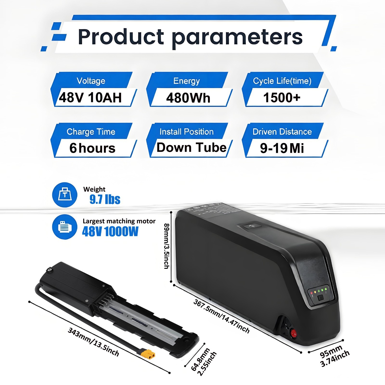 48V 1000W Lithium Ebike Battery 48V 10Ah Electric Bike Battery with Charger New