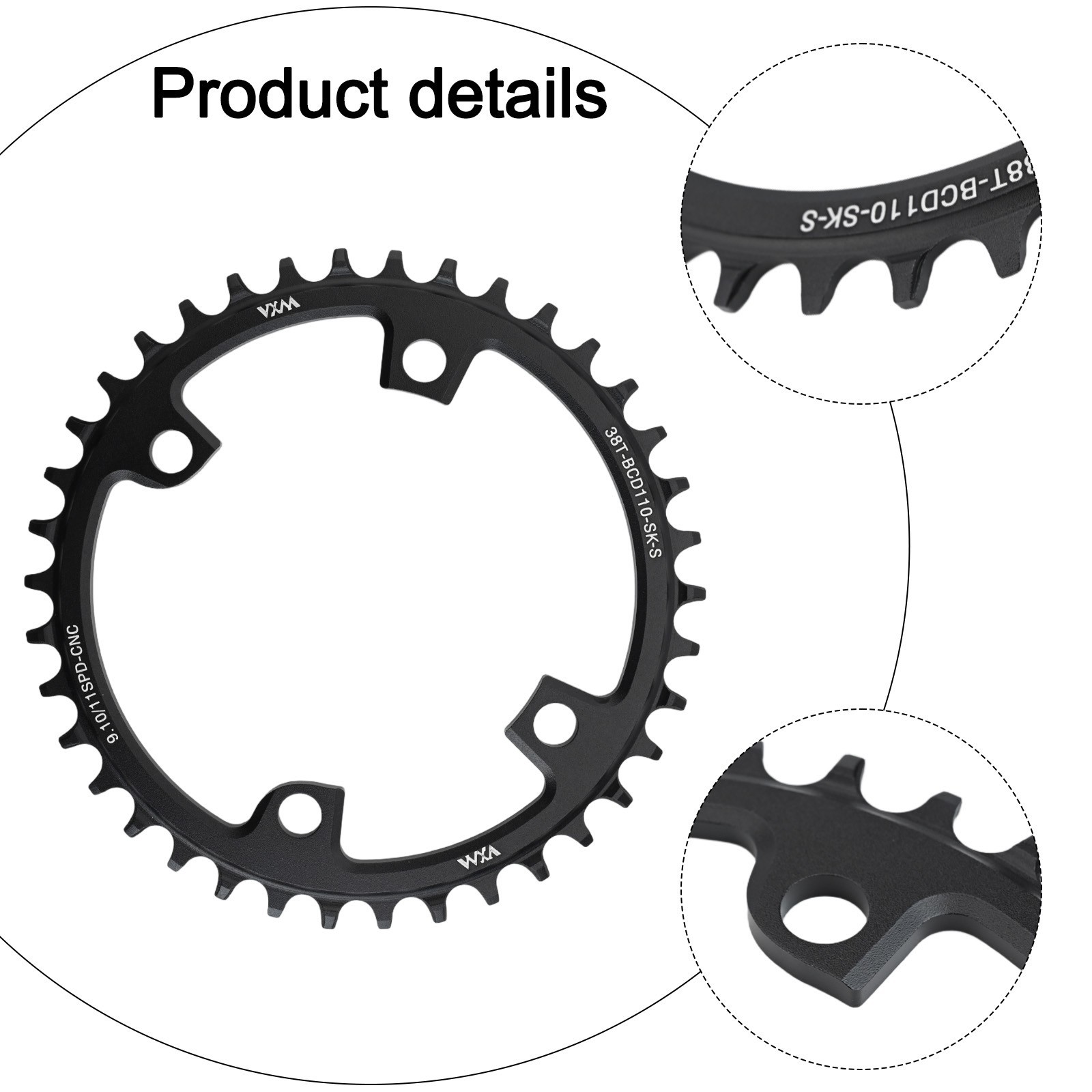 Efficient Narrow Wide Tooth Chainring for Road Bikes in Sizes of 36T to 44T