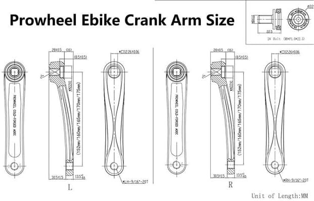 Ebike Crank Arm Available in Square Hole140MM/152MM/160MM/165MM/170MM/175MM B…