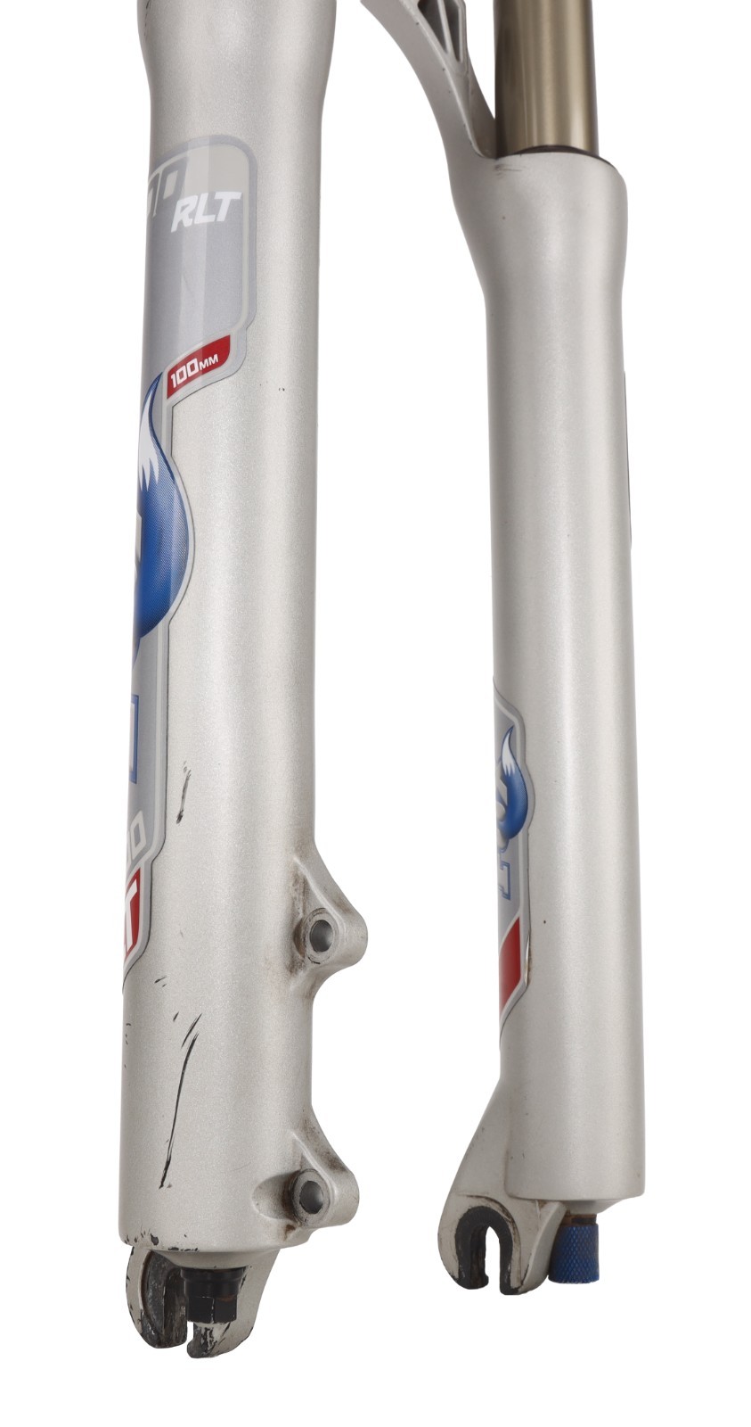 Fox Factory F100 RLT Disc Mountain Bike Fork 26″ 100mm w/ Lockout 32 SILVER QR
