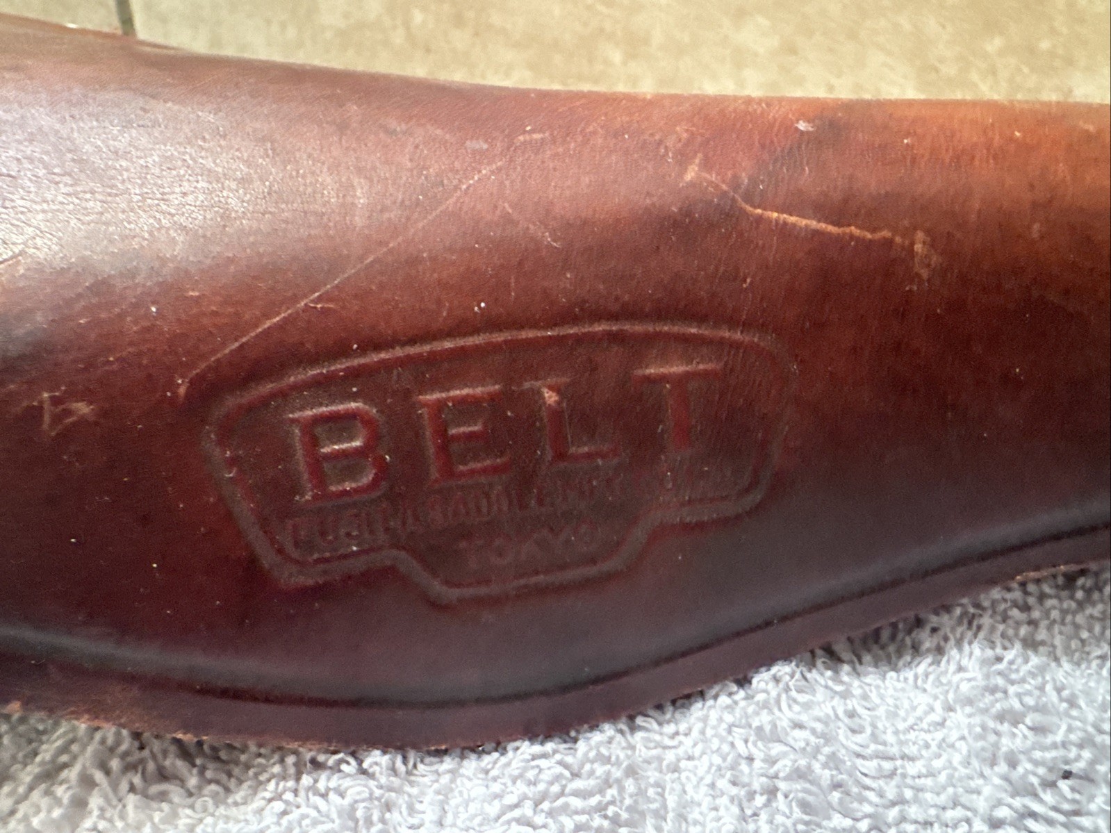 Vintage Belt Fujita Leather Racing Bicycle Saddle Seat Brown Fuji Bike Japan